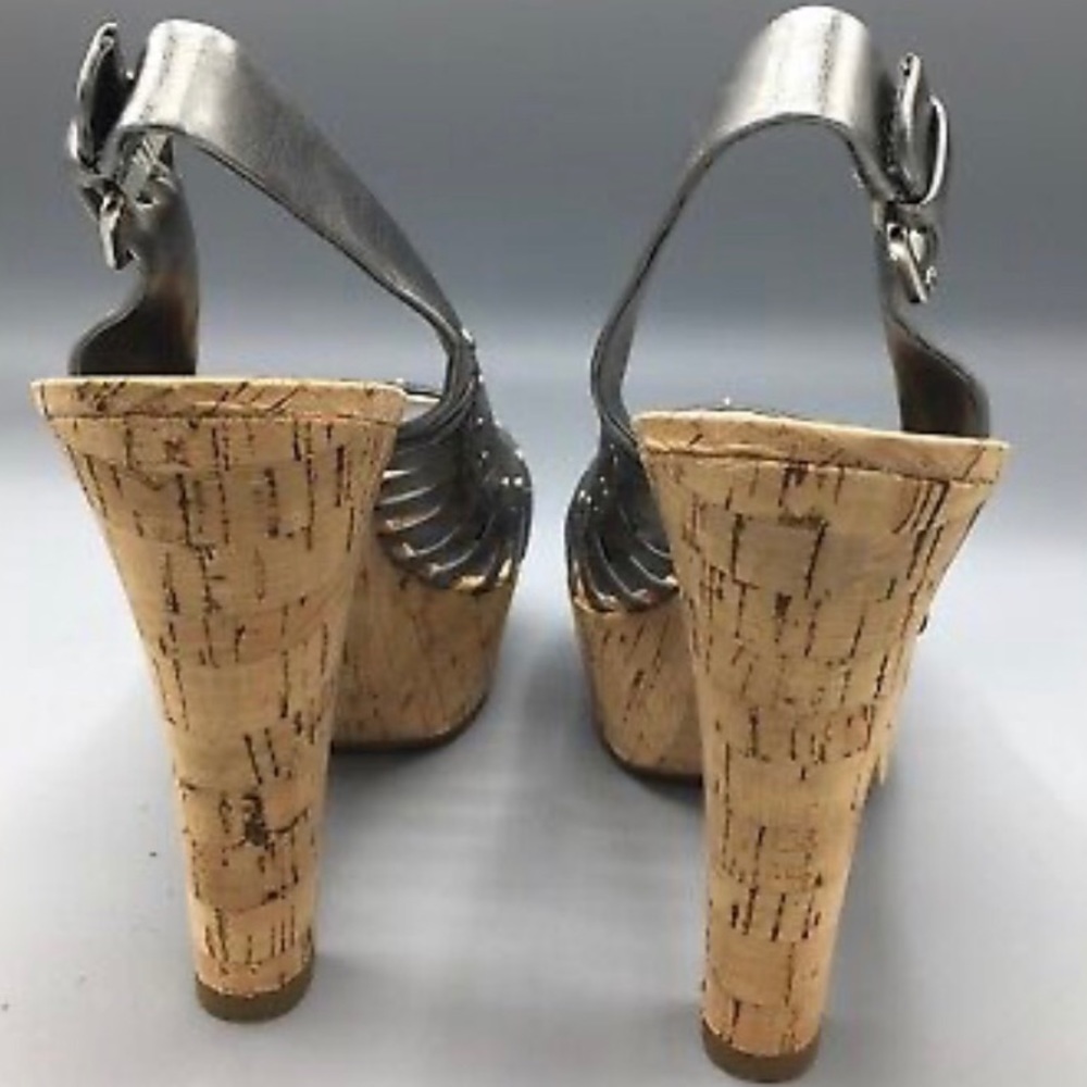 GUESS by Marciano Pewter Cork Platform Heel
